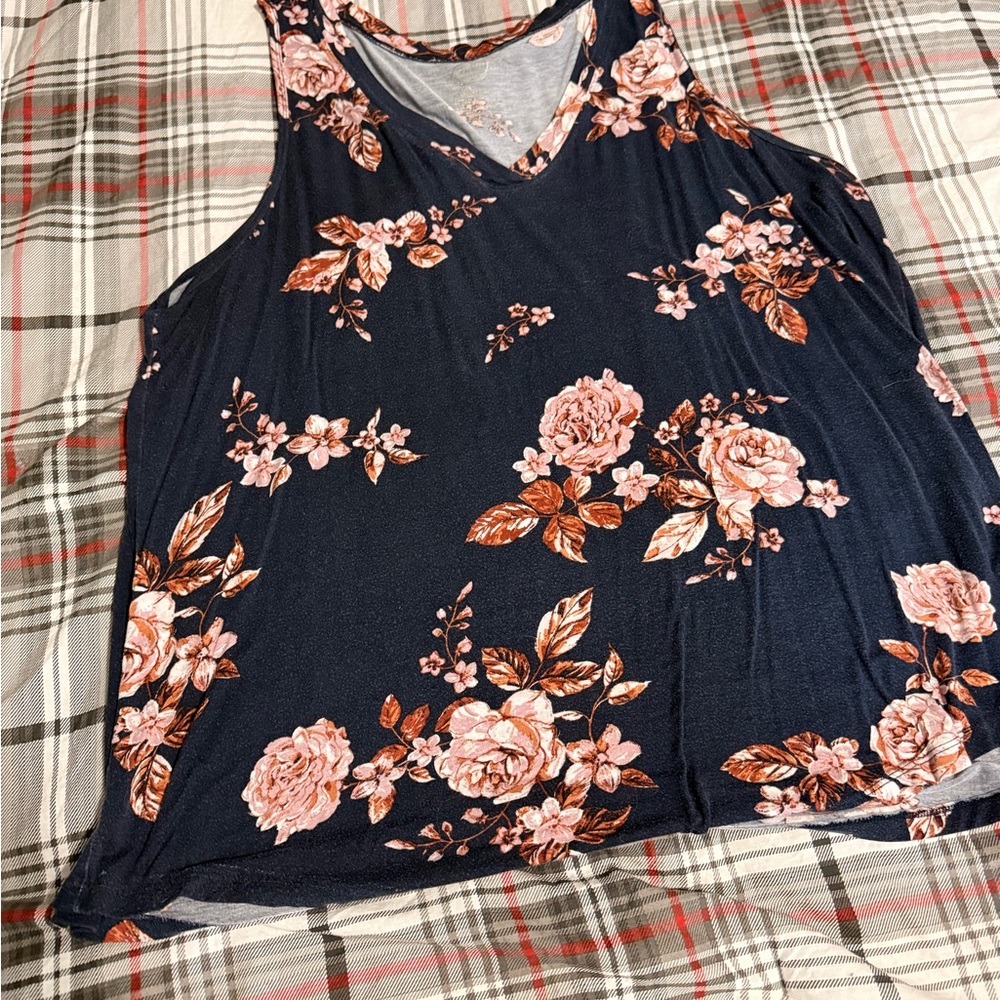 Maurices Navy and Pink Floral Tank Top